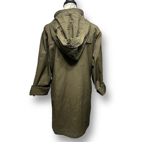 Antonio Melani XL Olive Green Hooded Utility Trench Coat Gold Zip Jacket Fall - Picture 9 of 14